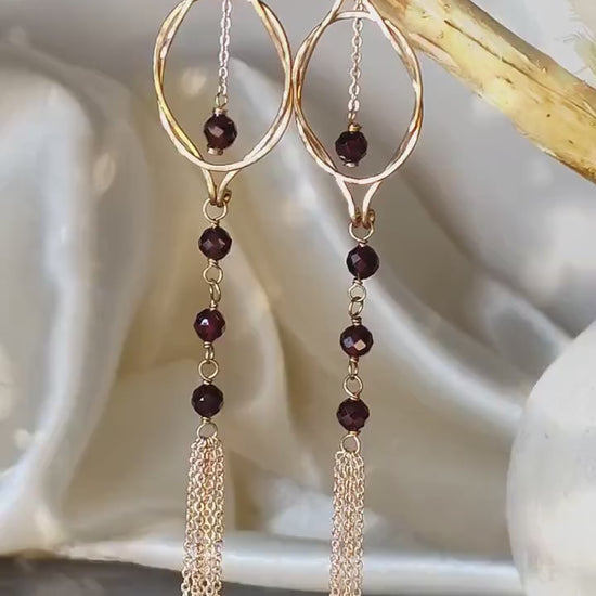 Genuine Garnet Earrings With Hellenistic Design | Symbolic Jewelry | Ancient Greek Hercules Knot | Meaningful Gift | January Birthstone