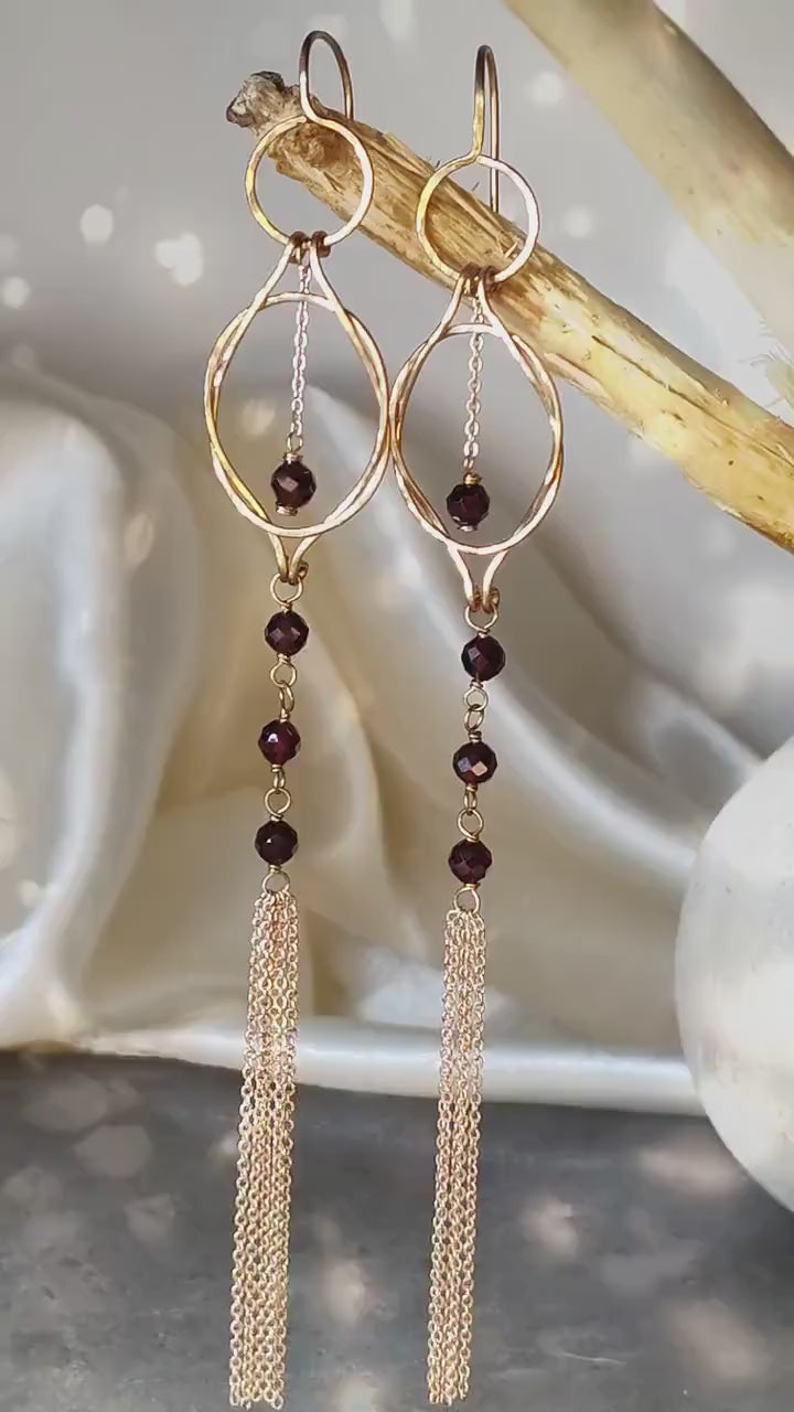 Genuine Garnet Earrings With Hellenistic Design | Symbolic Jewelry | Ancient Greek Hercules Knot | Meaningful Gift | January Birthstone